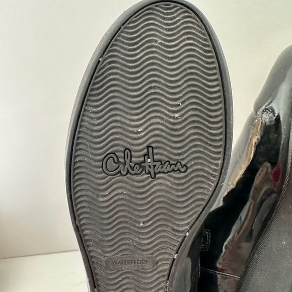 Cole Haan Melanie Waterproof Knee High Black Patent Leather Boots - Picture 3 of 7